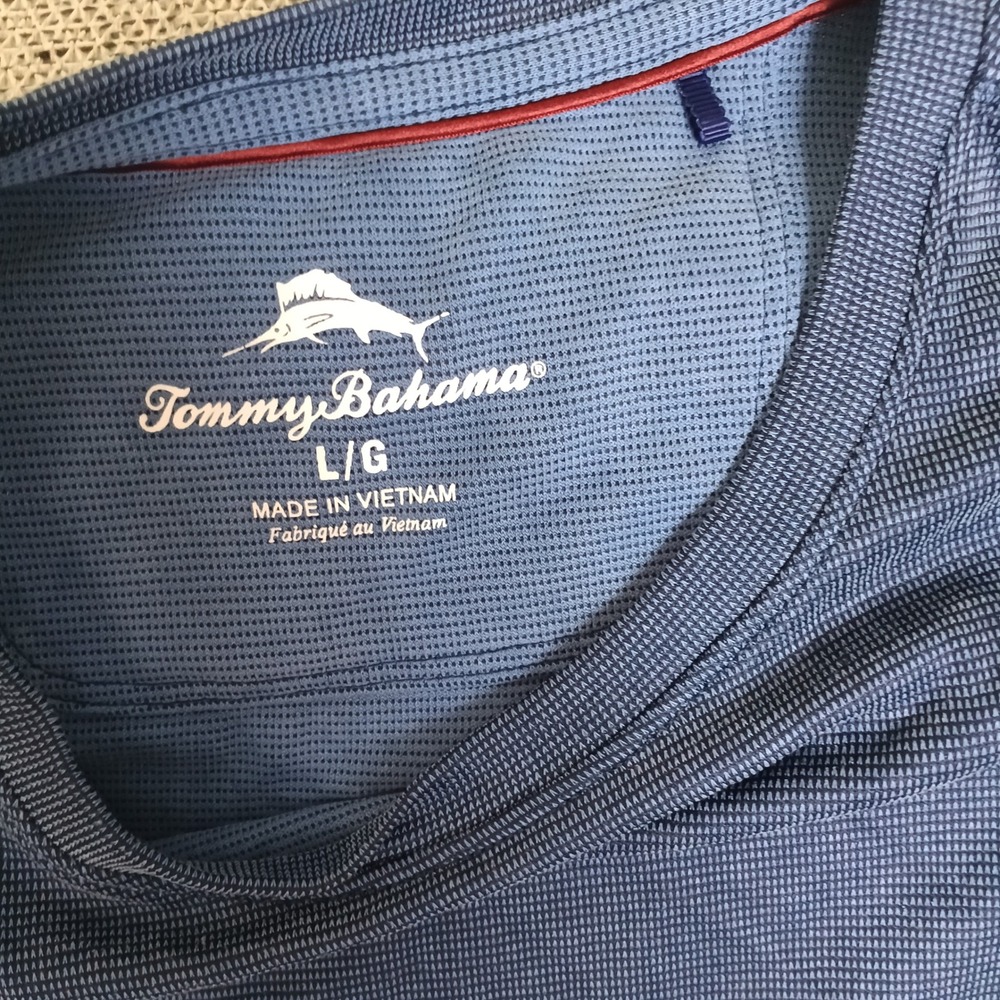 Tommy Bahama T-Shirt Mens Large Blue Excellent Tencel Modal Micro Stripe Tee - Picture 3 of 5